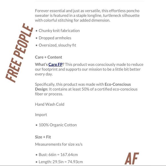 FREE PEOPLE SARI NOT SARI SWEATER NEW SIZE XS/S - Picture 7 of 9